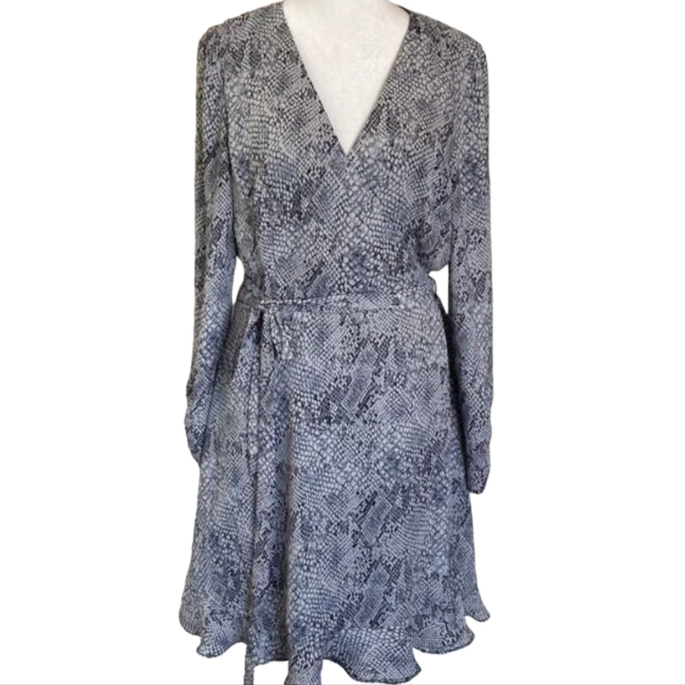 Gianni Bini Women's Blue Snake Print Wrap Dress Size S Small